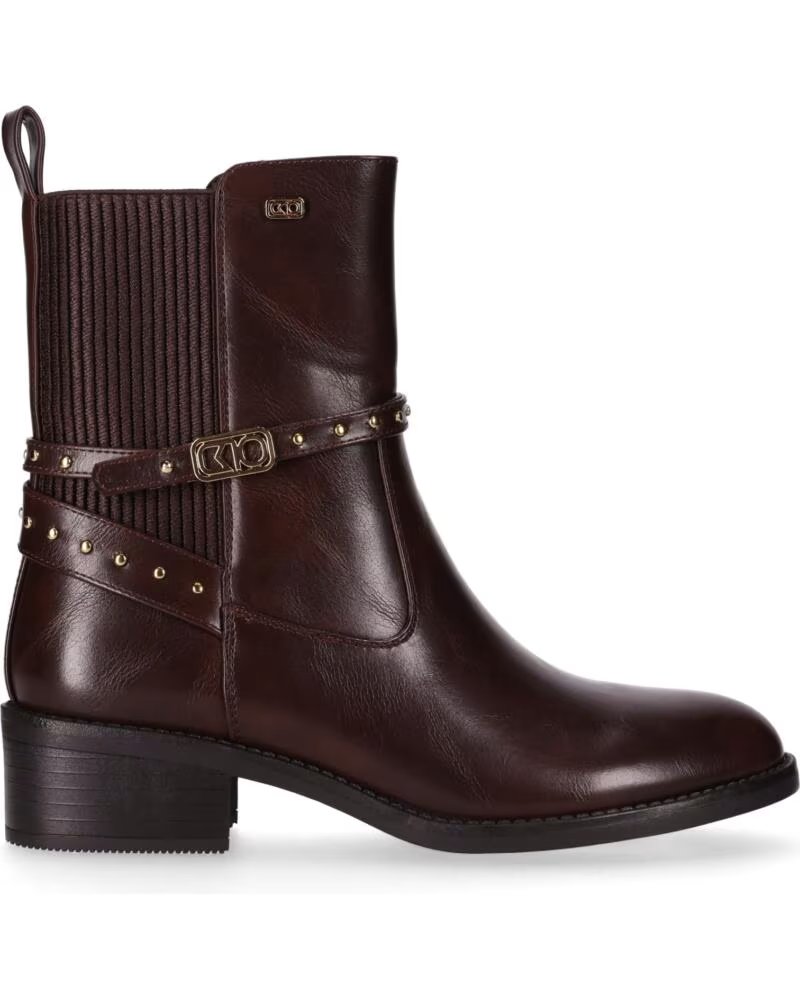 CHIKA10 ENARA 03 BOTAS FEMININAS EM COURO SINTÉTICO CASTANHO COM SALTO MÉDIO MARRON-BROWN