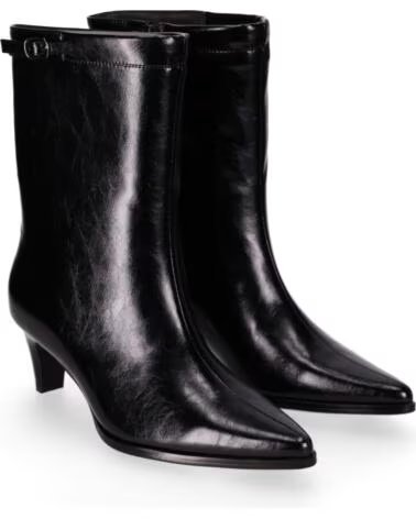 CHIKA10 CONSTANZA 02 BOTINS DE PELE SINTÉTICA COM SALTO MÉDIO NEGRO-BLACK