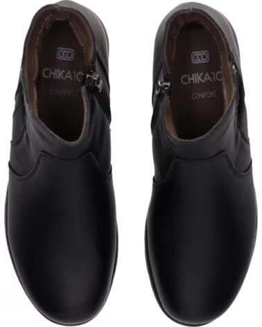 CHIKA10 ST AZULADO 02 BOTAS PLANAS DE COURO PARA MULHER NEGRO-BLACK