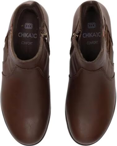 CHIKA10 ST AZULADO 02 BOTINS PELE PLANO CASTANHO MARRON-BROWN