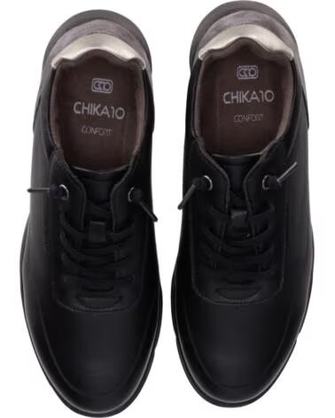 ZAPATILLAS DE PIEL CHIKA10 ST AZULADO 03 NEGRO NEGRO-BLACK
