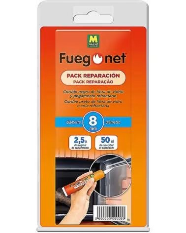 MASSÓ FUEGONET REPARATURSET GLASFASERKORDEL 8 MM 2,5 M UND FEUERFESTER KLEBER 50 ML MULTICOLOR
