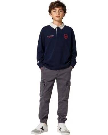 PEPE JEANS POLO À MANCHES LONGUES ET COL CONTRASTÉ POUR GARÇON AZUL