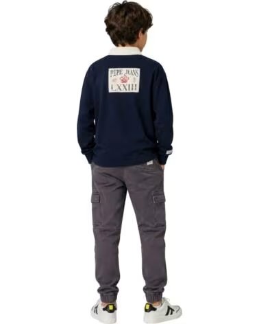 PEPE JEANS POLO À MANCHES LONGUES ET COL CONTRASTÉ POUR GARÇON AZUL