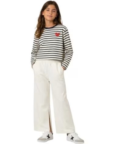 PEPE JEANS T-SHIRT MANCHES LONGUES FILLE RAYE COEUR BLANC BLANCO