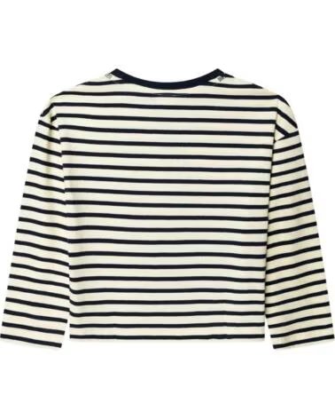 PEPE JEANS T-SHIRT MANCHES LONGUES FILLE RAYE COEUR BLANC BLANCO