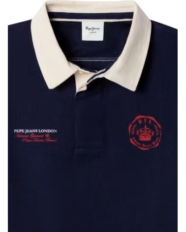PEPE JEANS POLO À MANCHES LONGUES ET COL CONTRASTÉ POUR GARÇON AZUL