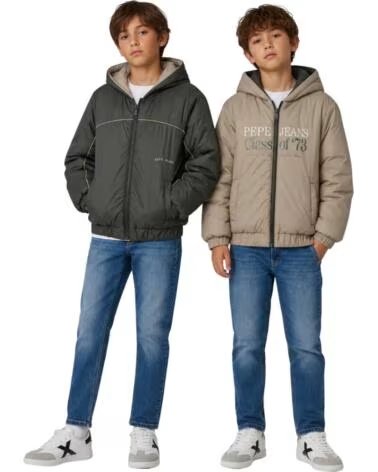 PEPE JEANS CAPPOTTO CON CAPPUCCIO VERDE BAMBINO