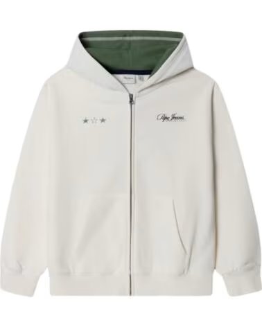 PEPE JEANS FELPA CON ZIP E CAPPUCCIO JUNIOR BLANCO