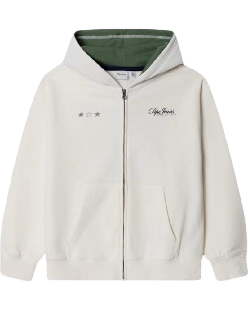 PEPE JEANS FELPA CON ZIP E CAPPUCCIO JUNIOR BLANCO