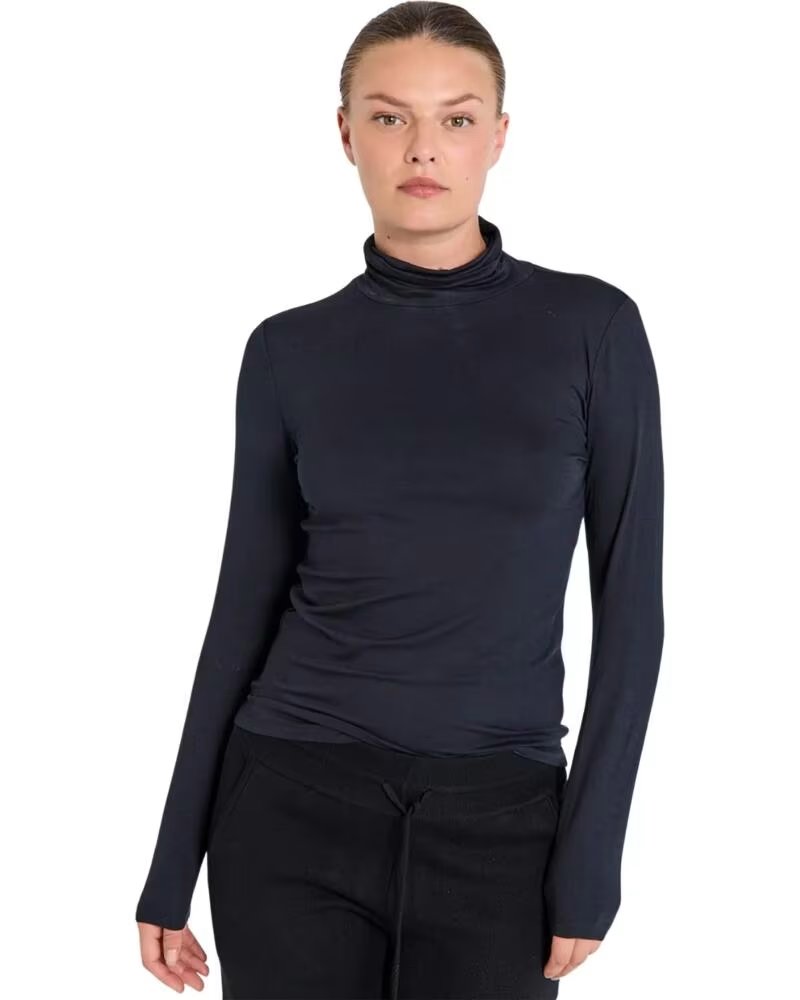 FREQUENT CAMISA E BLUSA DE MANGA LONGA COM GOLA ALTA NEGRO