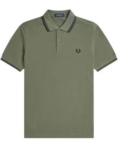 FRED PERRY Slim Fit Twin Tipped Polo Laurel Wreath Green - Black - Black VERDE
