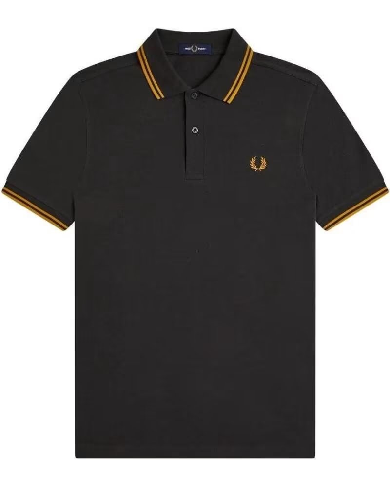 FRED PERRY Slim Fit Twin Tipped Polo Grey GRIS