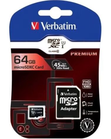 VERBATIM Tarjeta memoria micro sd 64gb c10 adaptador