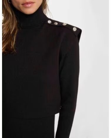 MORGAN ROBE EN MAILLE RMILOR COL MONTANT ET BOUTONS NEGRO