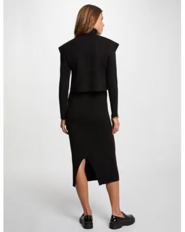 MORGAN ROBE EN MAILLE RMILOR COL MONTANT ET BOUTONS NEGRO