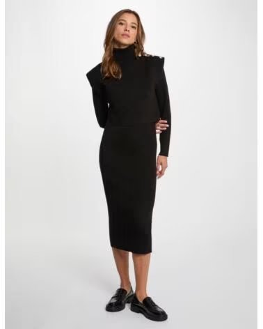 MORGAN ROBE EN MAILLE RMILOR COL MONTANT ET BOUTONS NEGRO