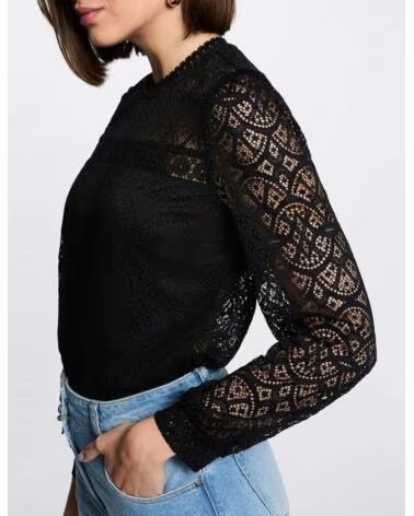 MORGAN T-SHIRT TYRIEL EN DENTELLE NEGRO