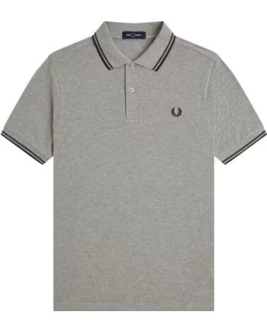 FRED PERRY POLO SLIM FIT TWIN TIPPED STEEL MARL DARK AIRFORCE BLACK