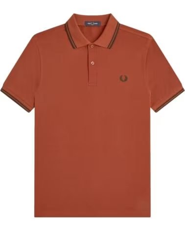 POLO SLIM FIT TWIN TIPPED BRANDY - NIGHT GREEN FRED PERRY