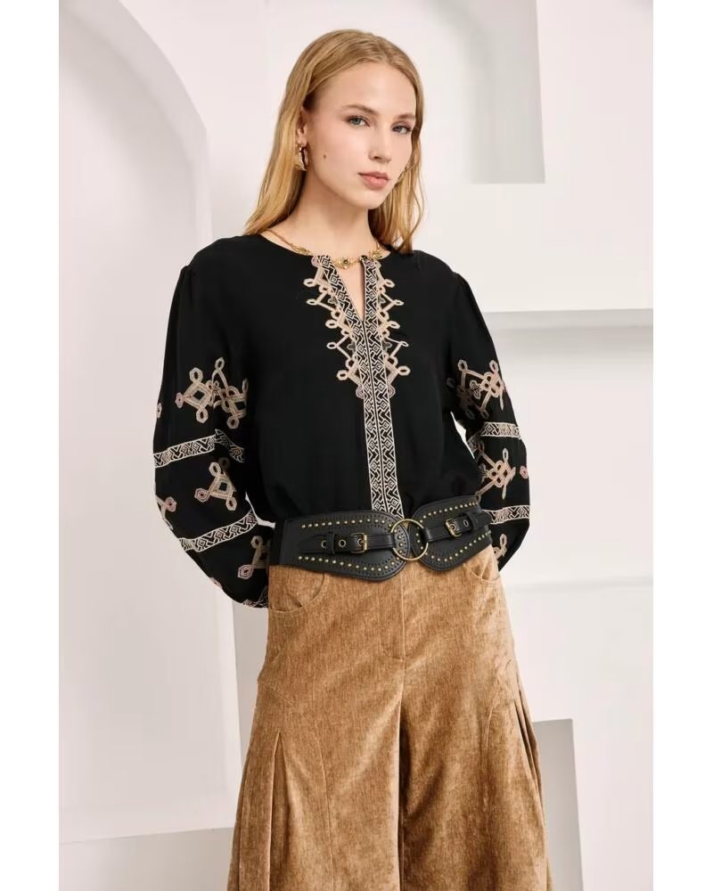 NEKANE NKN BLOUSE MAO BRODERIES NI BELORO NEGRO