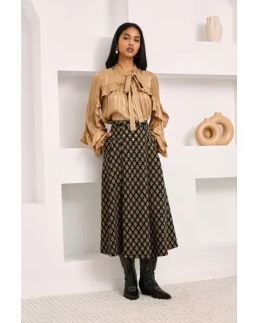 JUPE MIDI JACQUARD NKN LX ZEIRA NEGRO
