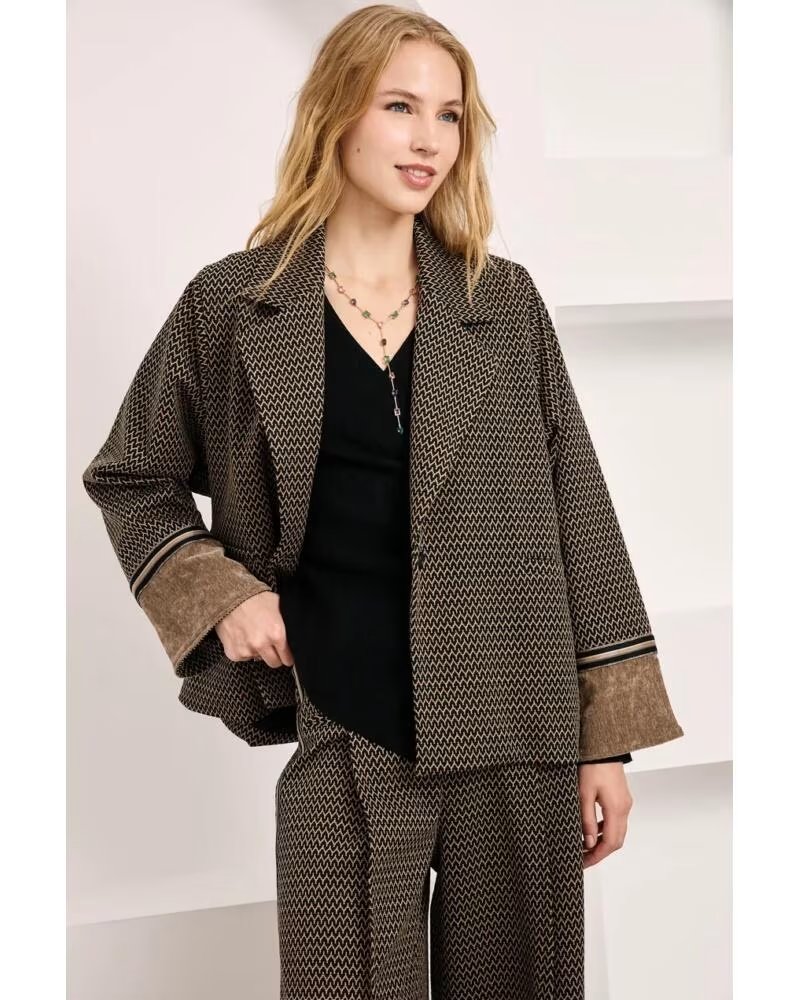 NEKANE NKN VESTE JACQUARD NI INZIA NOIR NEGRO