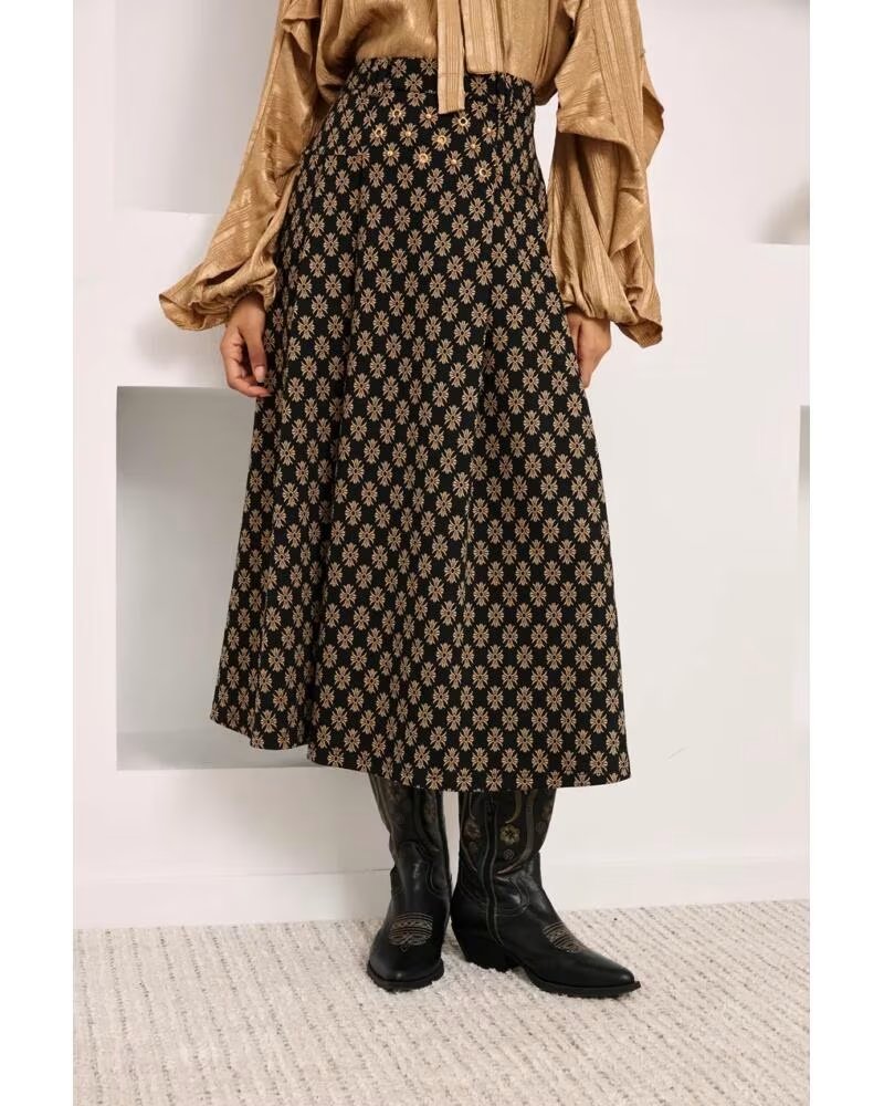JUPE MIDI JACQUARD NKN LX ZEIRA NEGRO