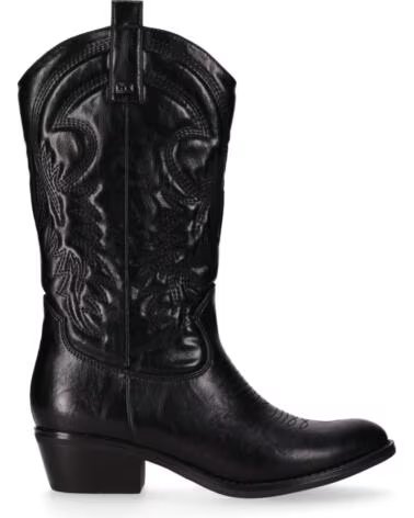 CHIKA10 ISKIA 04 BOTAS FEMININAS DE COURO SINTÉTICO SALTO MEDIO PRETO NEGRO-BLACK