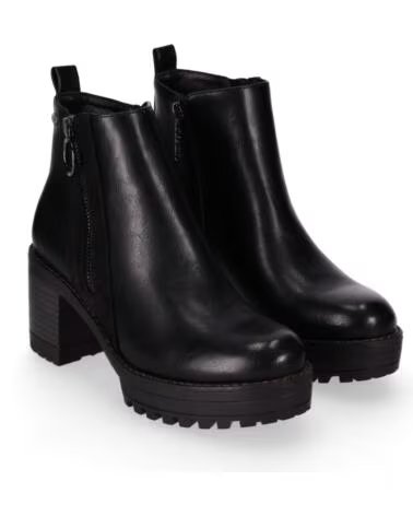 CHIKA10 PILAR BOTINS DE PELE SINTÉTICA PARA MULHER SALTO ALTO NEGRO-BLACK