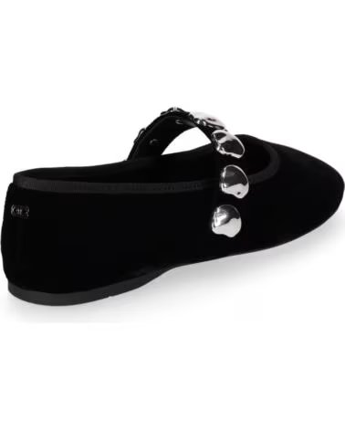 CHIKA10 VELVET 01 DAMEN BALLERINAS FLACH SAMT SCHWARZ MIT METALLISCHEN DETAILS NEGRO-BLACK