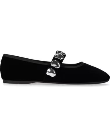 CHIKA10 VELVET 01 BALLERINE BASSE DONNA IN VELLUTO NERO CON DETTAGLI METALLICI NEGRO-BLACK