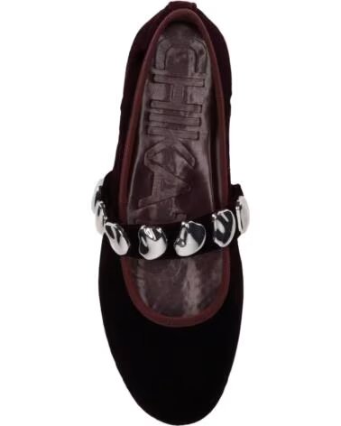 CHIKA10 VELVET 01 VINO-WINE BALLERINE IN TESSUTO DA DONNA PIATTE