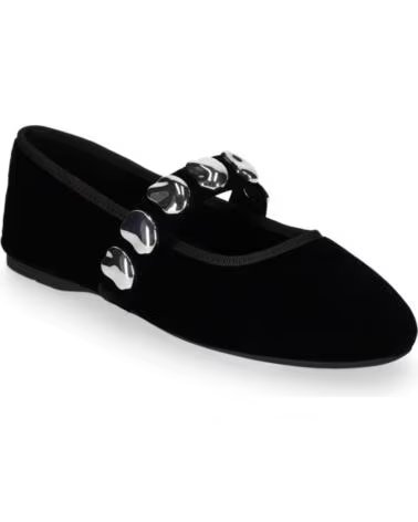 CHIKA10 VELVET 01 DAMEN BALLERINAS FLACH SAMT SCHWARZ MIT METALLISCHEN DETAILS NEGRO-BLACK
