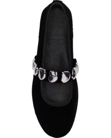 CHIKA10 VELVET 01 DAMEN BALLERINAS FLACH SAMT SCHWARZ MIT METALLISCHEN DETAILS NEGRO-BLACK