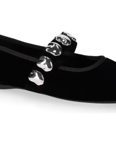 CHIKA10 VELVET 01 DAMEN BALLERINAS FLACH SAMT SCHWARZ MIT METALLISCHEN DETAILS NEGRO-BLACK