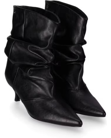 CHIKA10 NANCITA 01 BOTINES PIEL SINTÉTICA TACON MEDIO NEGRO-BLACK