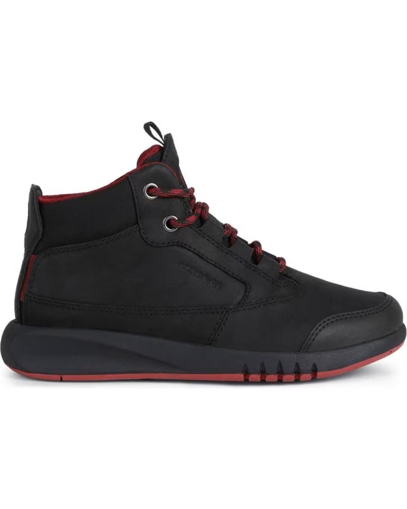 GEOX J04CYA 0CL11 J AERANTER ABX WASSERDICHTE STIEFELETTEN BLACK-DK RED C0260
