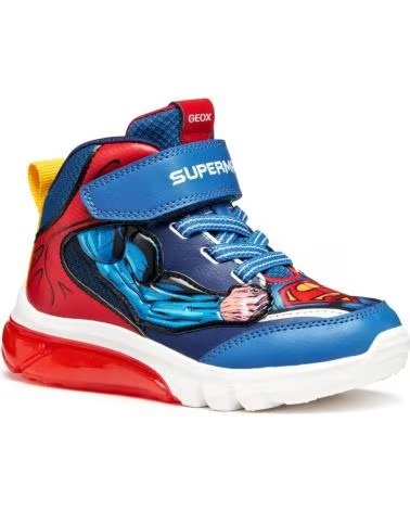 GEOX J CIBERDRON SUPERMAN J56LBF C0200 - LEUCHTSTIEFEL BLAU ROT C0200