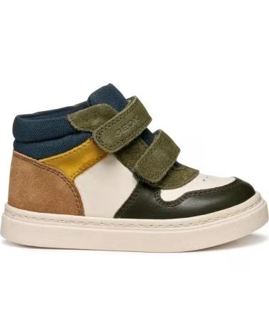 GEOX NASHIK BOY B465NA C1M3X SNEAKER MIT KLETTVERSCHLUSS ELFENBEIN-DUNKELGRUEN LT IVORY-DK GREEN
