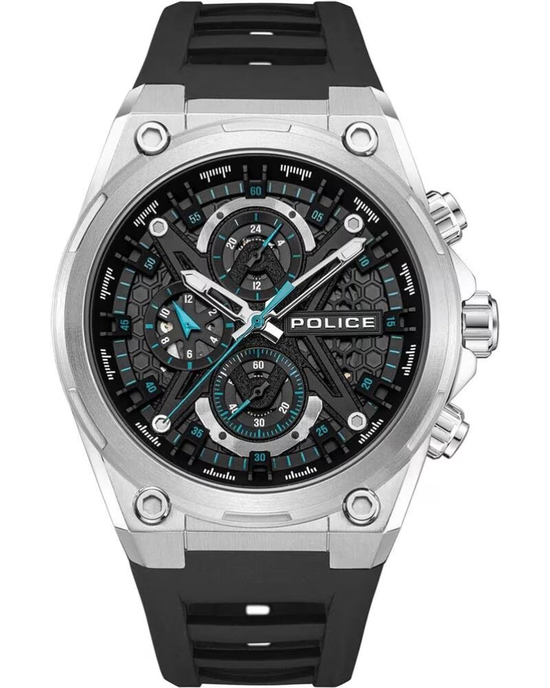 RELÓGIO MASCULINO POLICE PEWGQ0054301M DE QUARTZO COM PULSEIRA DE BORRACHA NEGRO