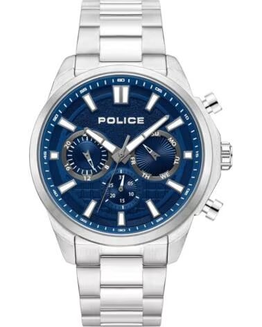 RELÓGIO POLICE PEWJK0021004M AÇO INOXIDÁVEL PRATEADO E MOSTRADOR AZUL GRIS