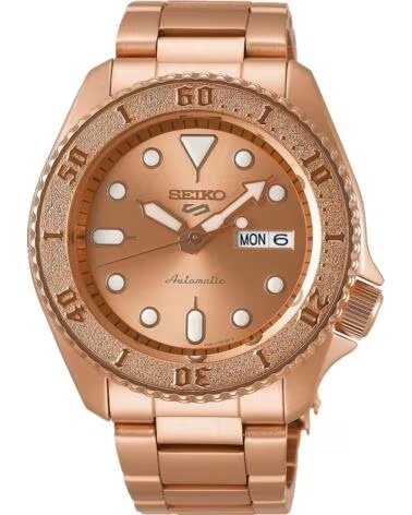 RELÓGIO SEIKO 5 SPORTS SRPE72K1 AUTOMÁTICO OURO ROSA