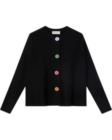 VESTE EN MAILLE NOIRE COMPAÃ±Ã­A FANTÃ¡STICA AVEC BOUTONS MULTICOLORES NEGRO