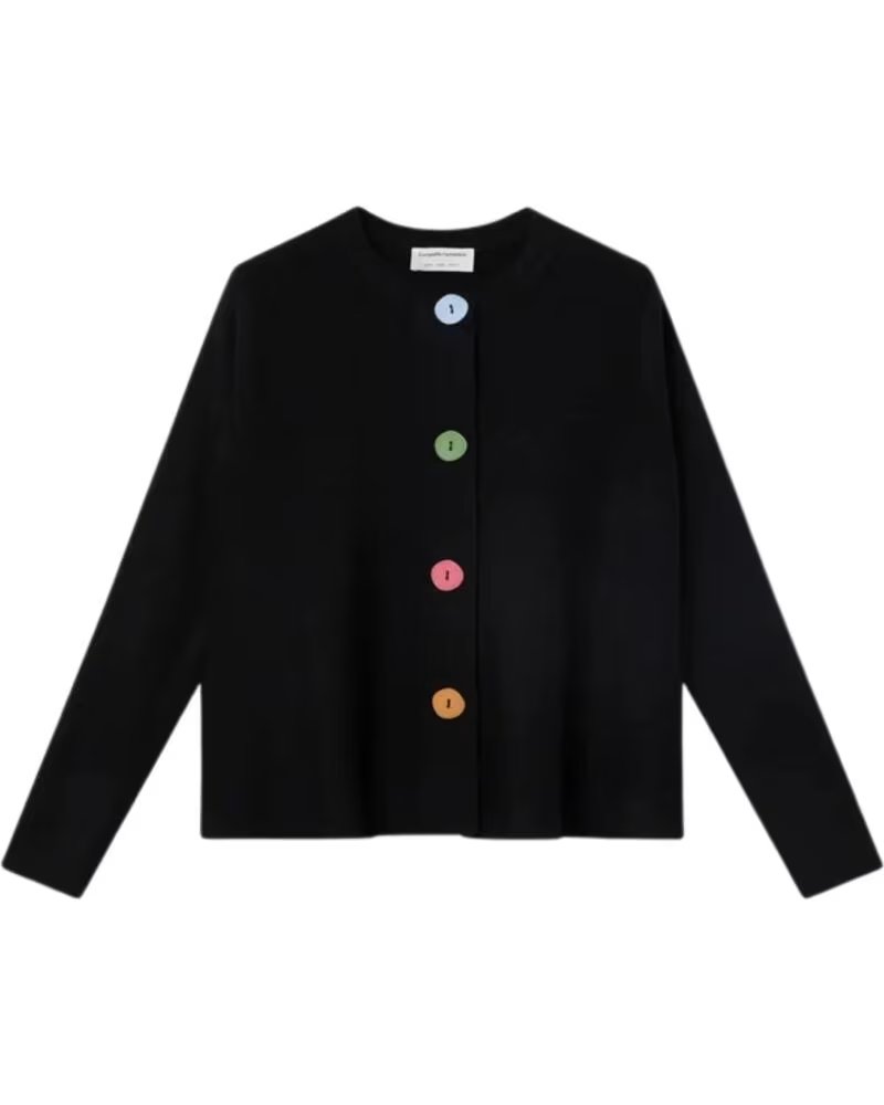 COMPAÃ±Ã­A FANTÃ¡STICA STRICKJACKE IN SCHWARZ MIT BUNTEN KNÃ¶PFEN NEGRO