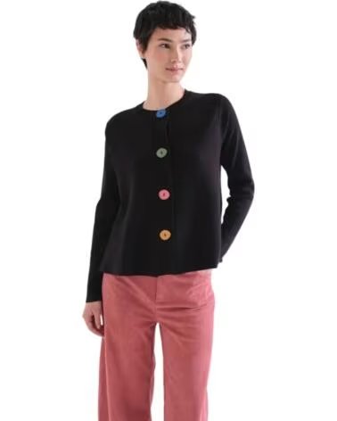 COMPAÃ±Ã­A FANTÃ¡STICA STRICKJACKE IN SCHWARZ MIT BUNTEN KNÃ¶PFEN NEGRO