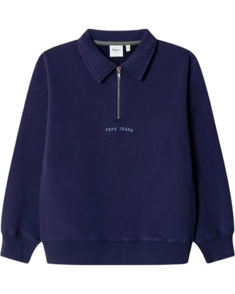 PEPE JEANS JUNGEN SWEATSHIRT MIT HALBEM REISSVERSCHLUSS UND POLOKRAGEN BLAU AZUL