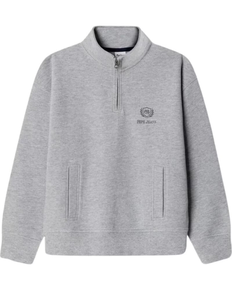 PEPE JEANS SWEAT-SHIRT ENFANT GRIS DEMI-ZIP