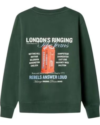 SWEAT-SHIRT ENFANT PEPE JEANS VERT AVEC IMPRIMÉ LONDON VERDE