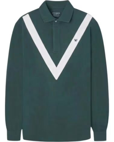 SILBON POLO MANGA LARGA CON FRANJA EN V VERDE